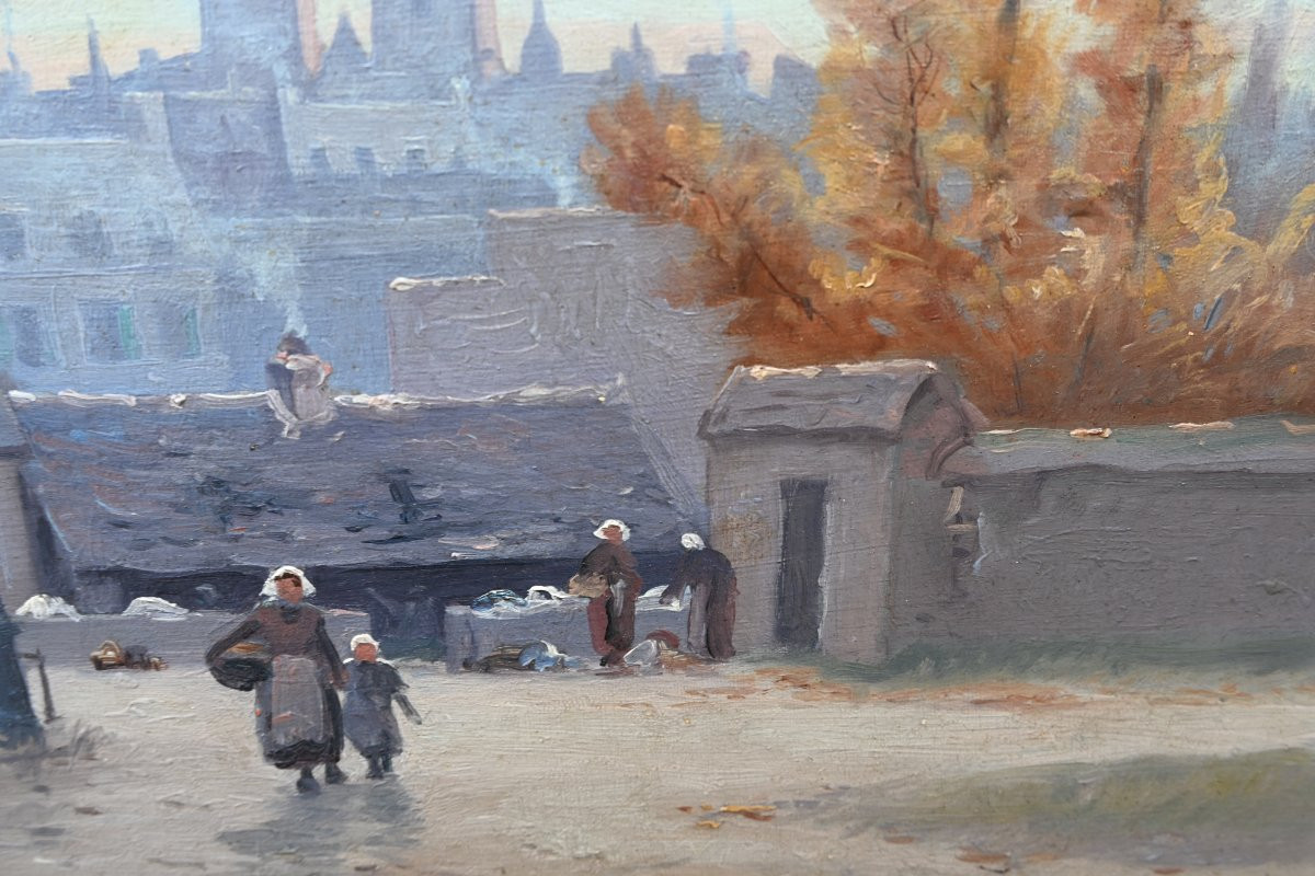 Les lavandières en Bretagne  , huile signée d Etienne Bouillé-photo-4