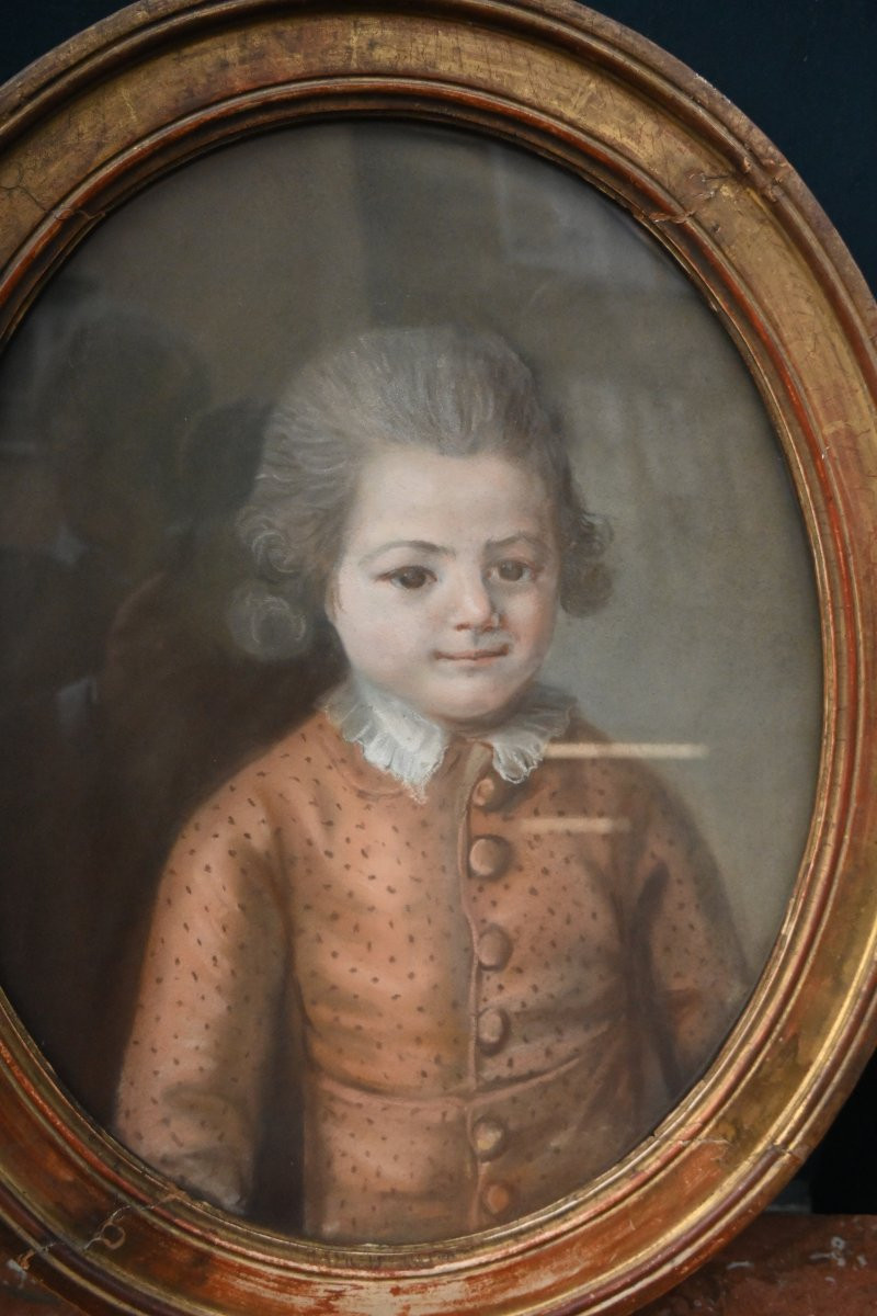 Paire de portraits d enfants au pastel fin XVIII-photo-3