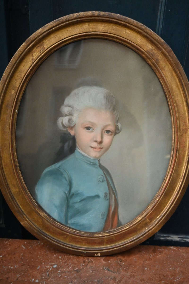 Paire de portraits d enfants au pastel fin XVIII-photo-2