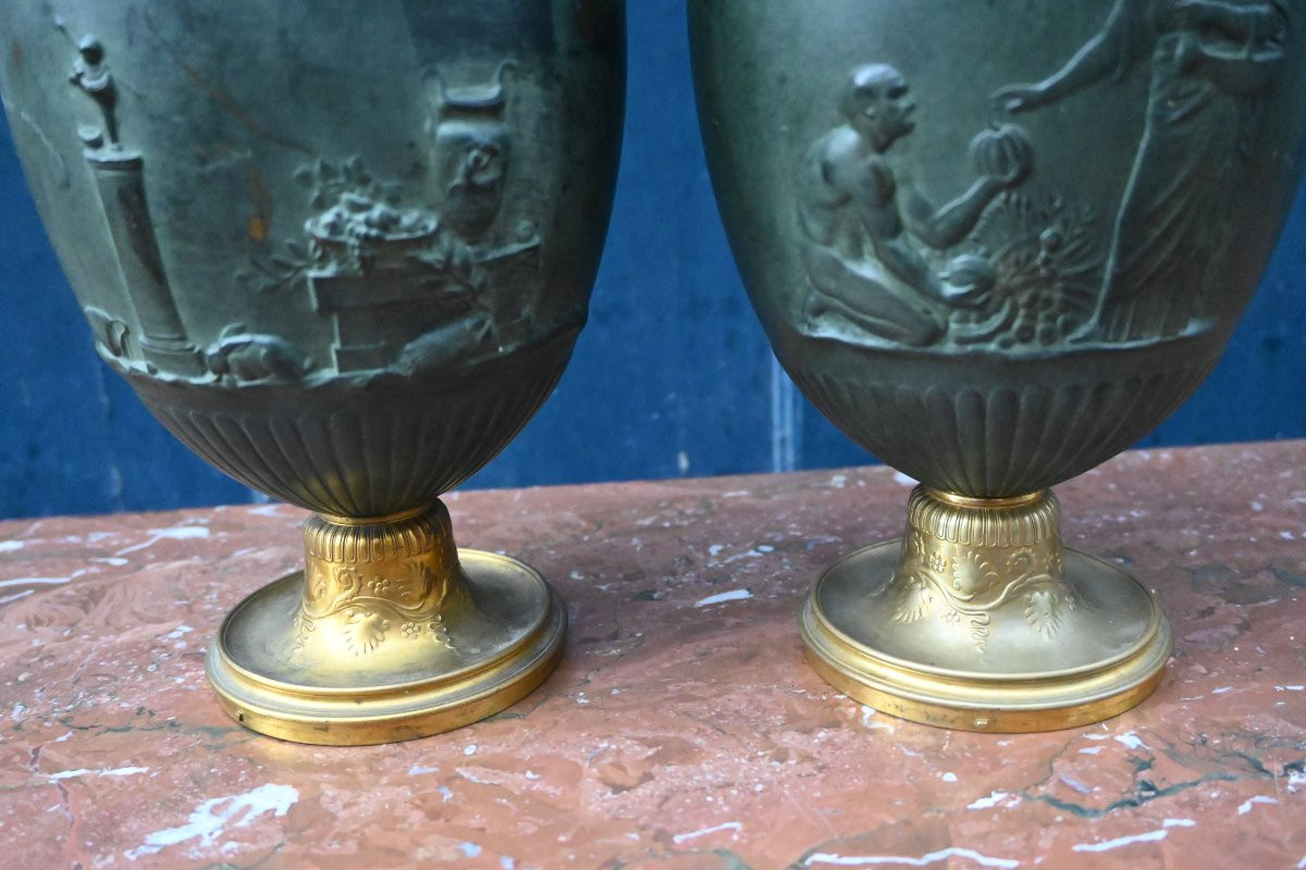 Paire de vases à l Antique en bronze de style Empire-photo-2
