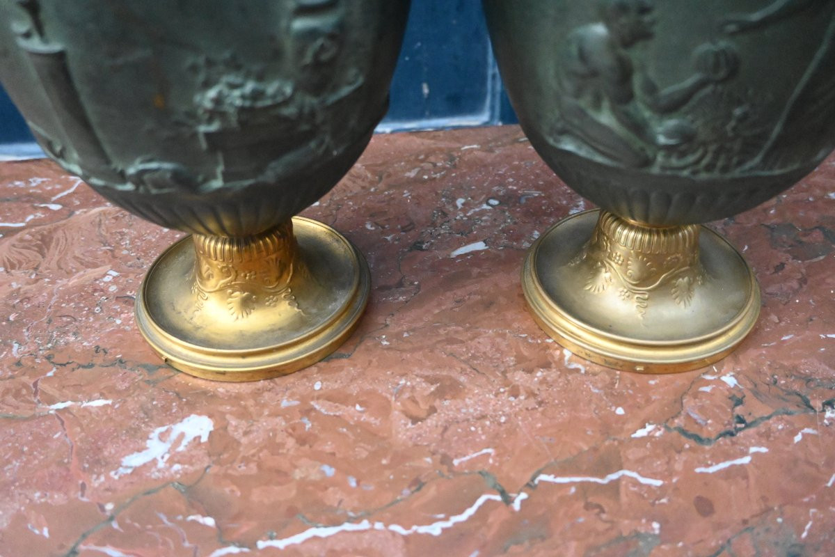 Paire de vases à l Antique en bronze de style Empire-photo-3