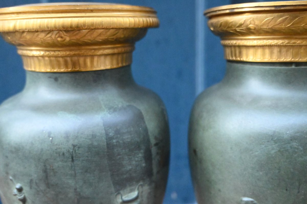 Paire de vases à l Antique en bronze de style Empire-photo-4