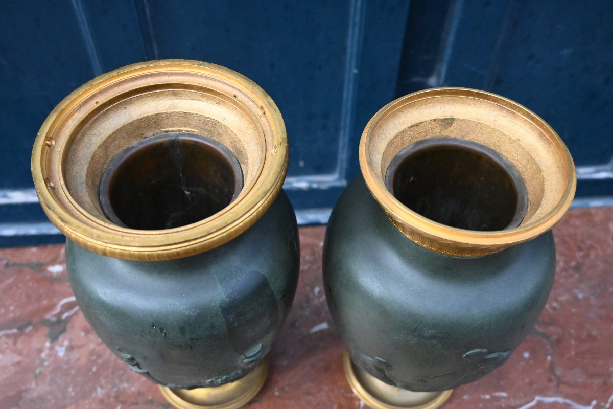 Paire de vases à l Antique en bronze de style Empire-photo-5