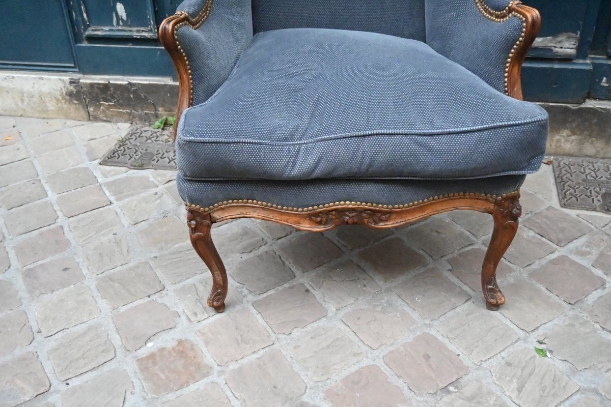 Large bergère à oreilles d epoque Louis XV du XVIII-photo-2