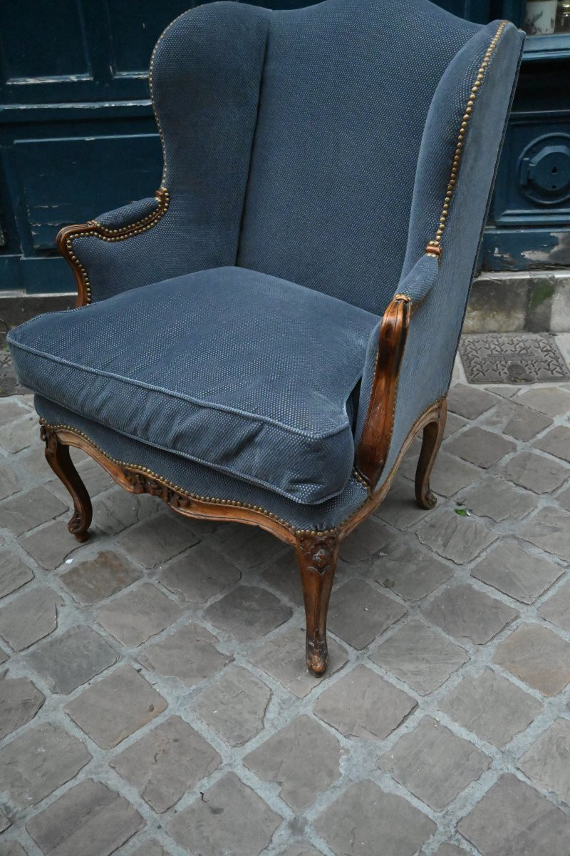 Large bergère à oreilles d epoque Louis XV du XVIII-photo-6
