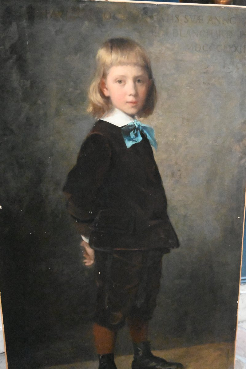 Beau et charmant grand portrait d enfant en pied du XIX-photo-3