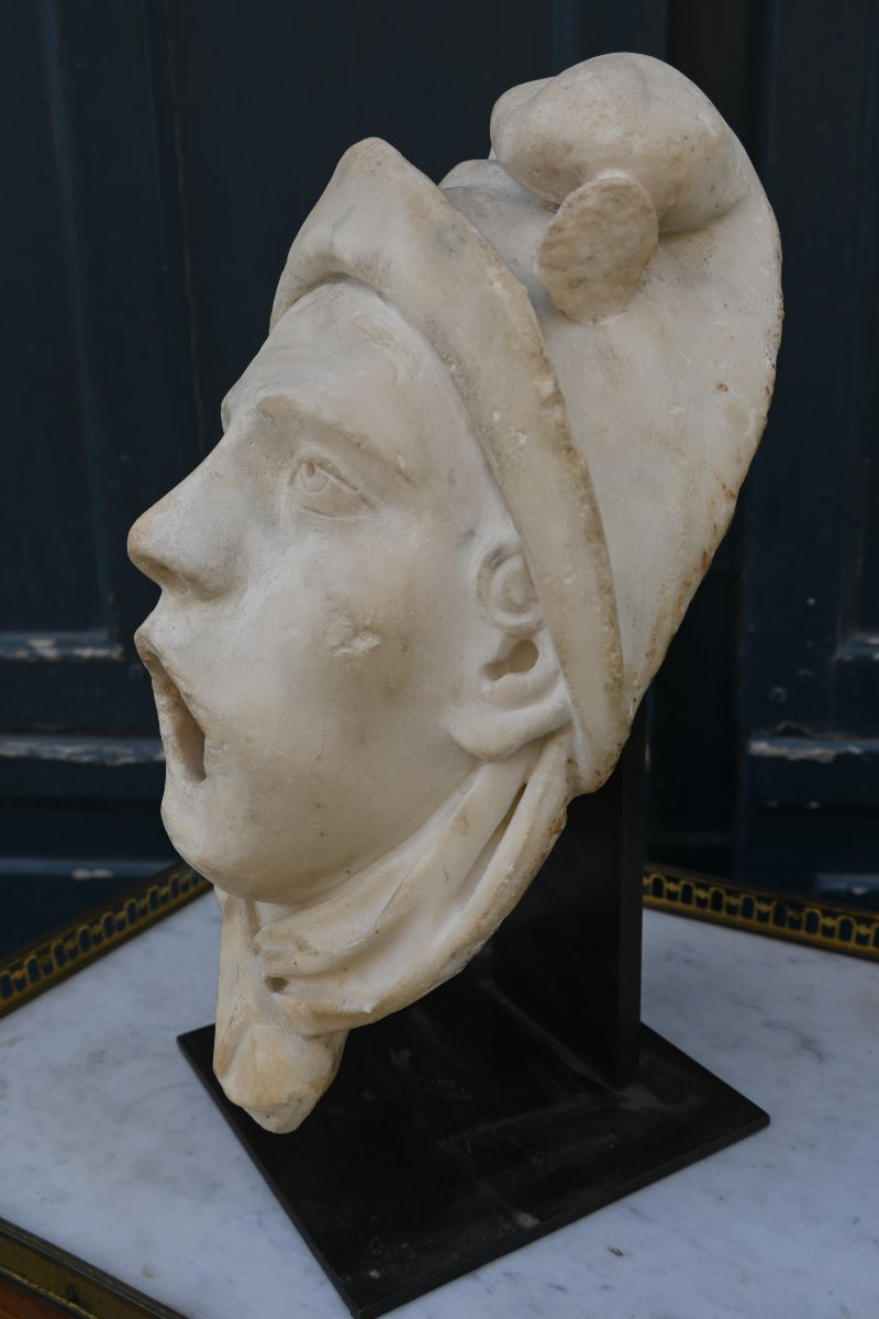 Masque de fontaine en marbre Italie XVIII-photo-2