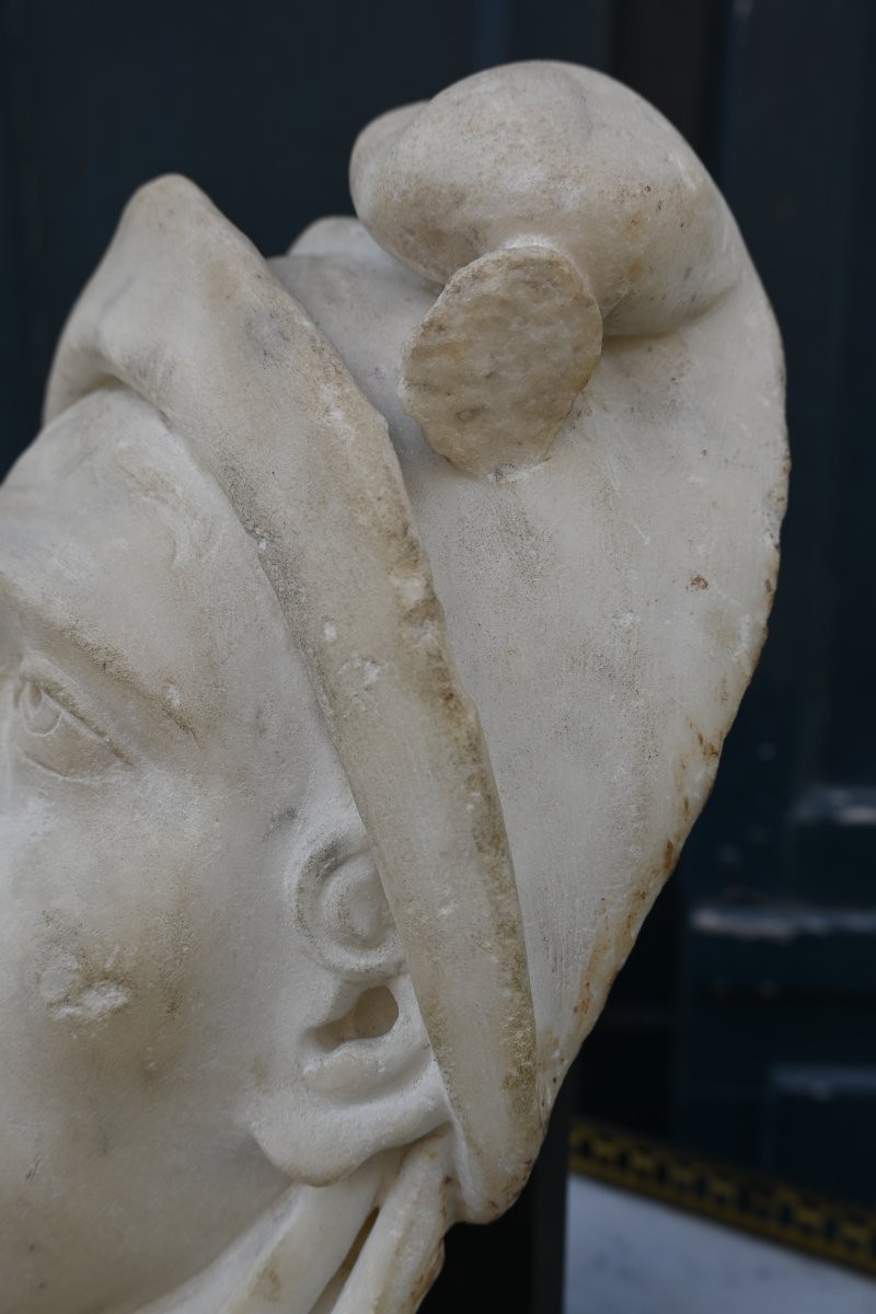 Masque de fontaine en marbre Italie XVIII-photo-3