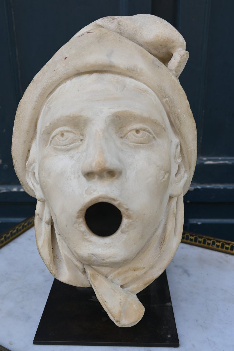 Masque de fontaine en marbre Italie XVIII-photo-4