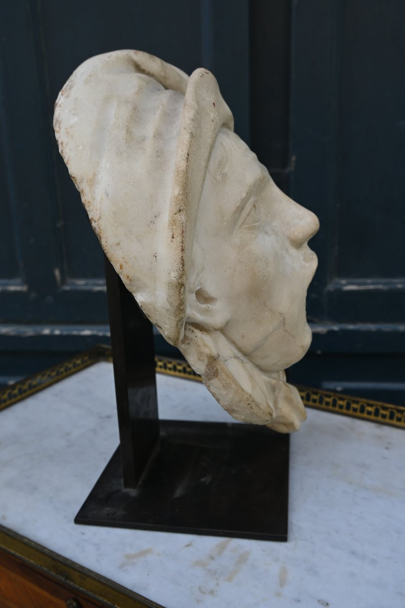 Masque de fontaine en marbre Italie XVIII-photo-3