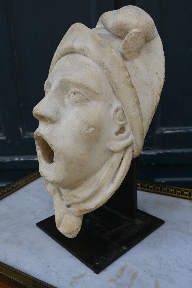 Masque de fontaine en marbre Italie XVIII-photo-4