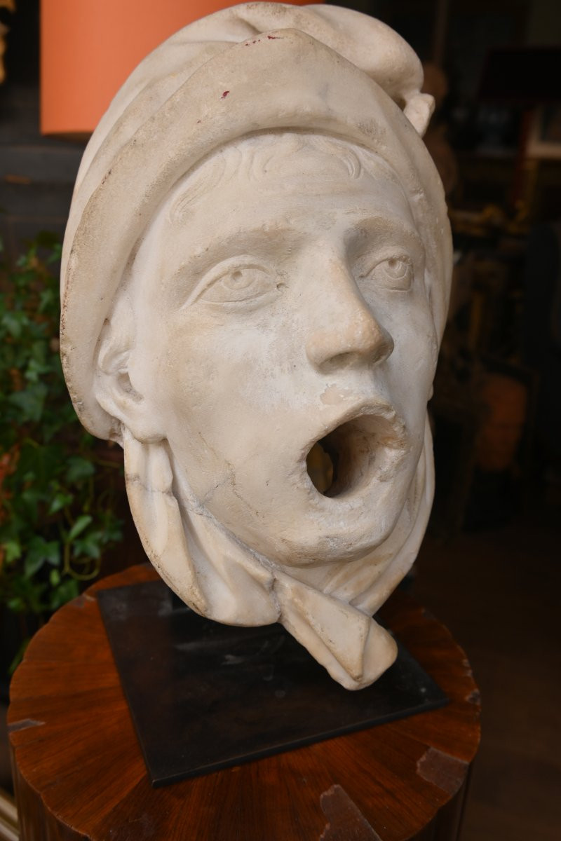 Masque de fontaine en marbre Italie XVIII-photo-5