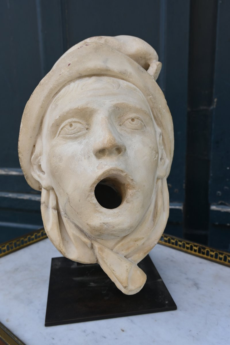 Masque de fontaine en marbre Italie XVIII-photo-7