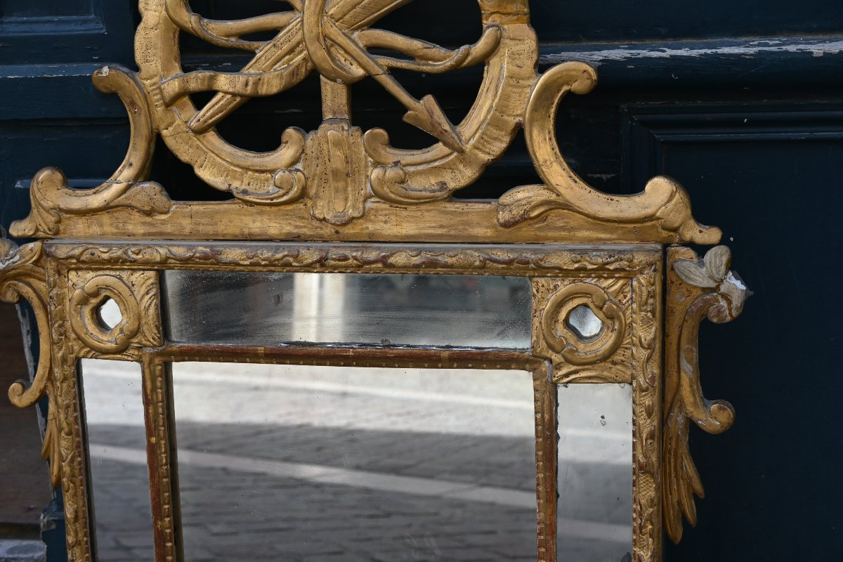 Glace en bois doré d époque Regence du XVIII Sud de la France , comté de Nice-photo-3