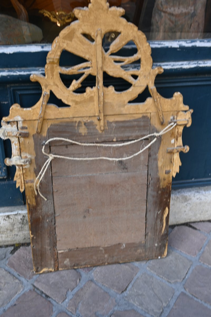 Glace en bois doré d époque Regence du XVIII Sud de la France , comté de Nice-photo-6