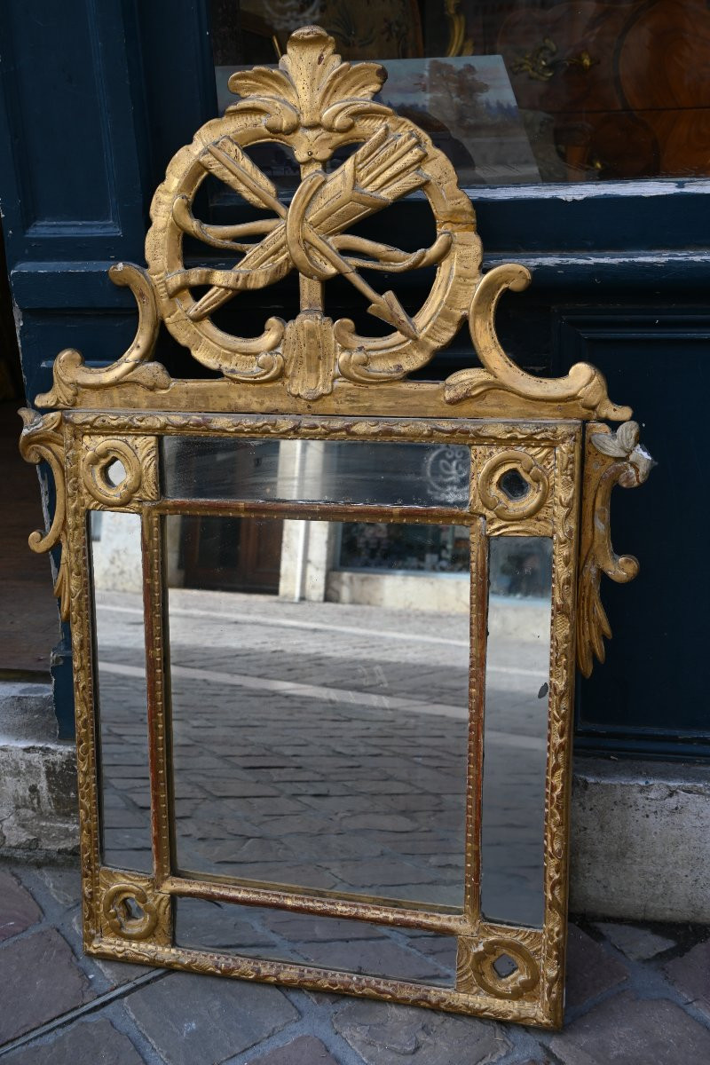 Glace en bois doré d époque Regence du XVIII Sud de la France , comté de Nice-photo-8