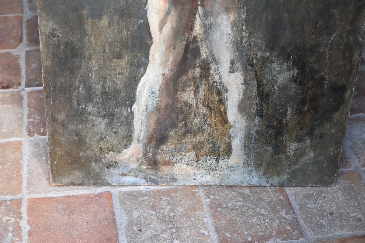 Académie de nu  masculin de dos XIX suiveur de Jean Jacques Henner-photo-3
