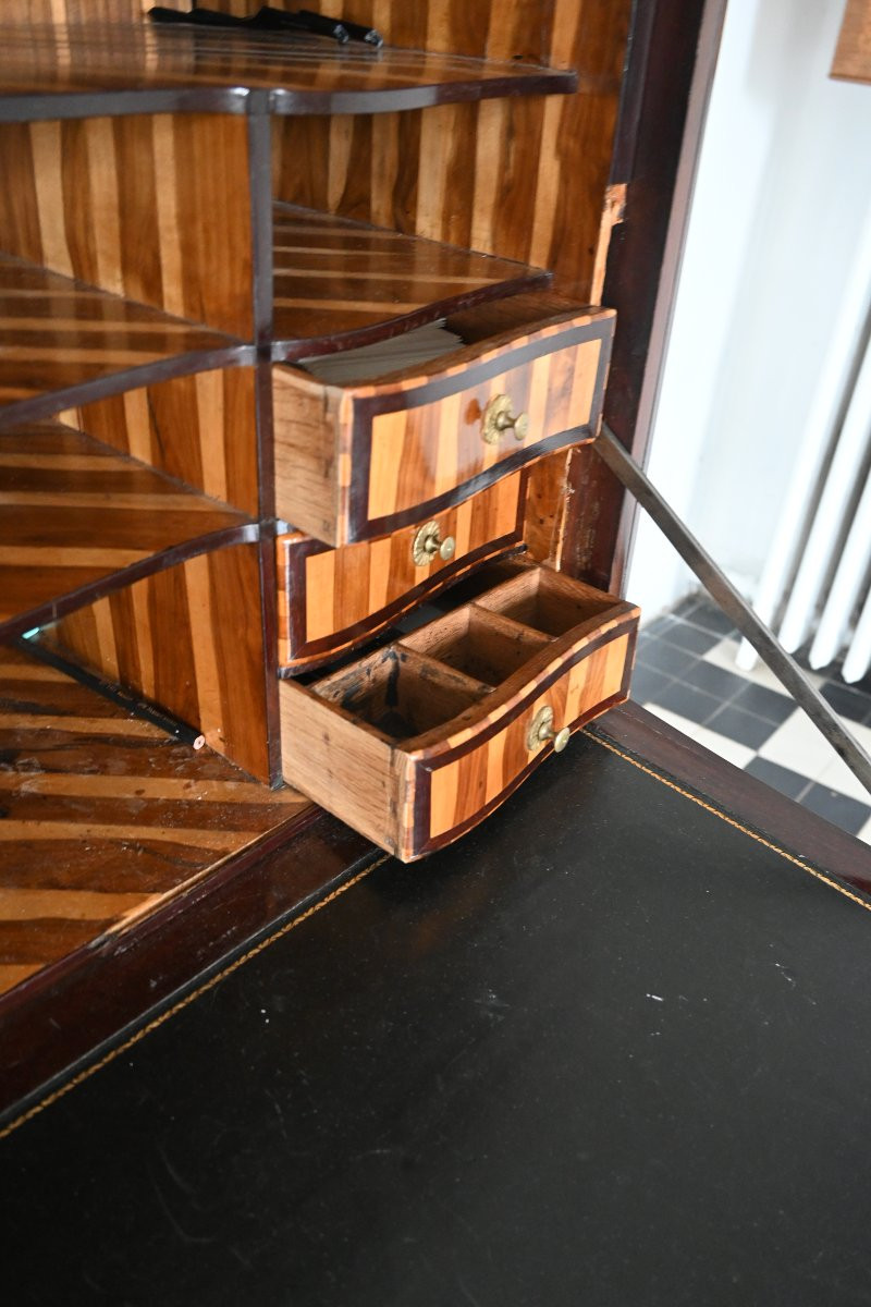 Louis XV Period Mahogany And Zebrawood Writing Desk From The 18th Century-photo-5