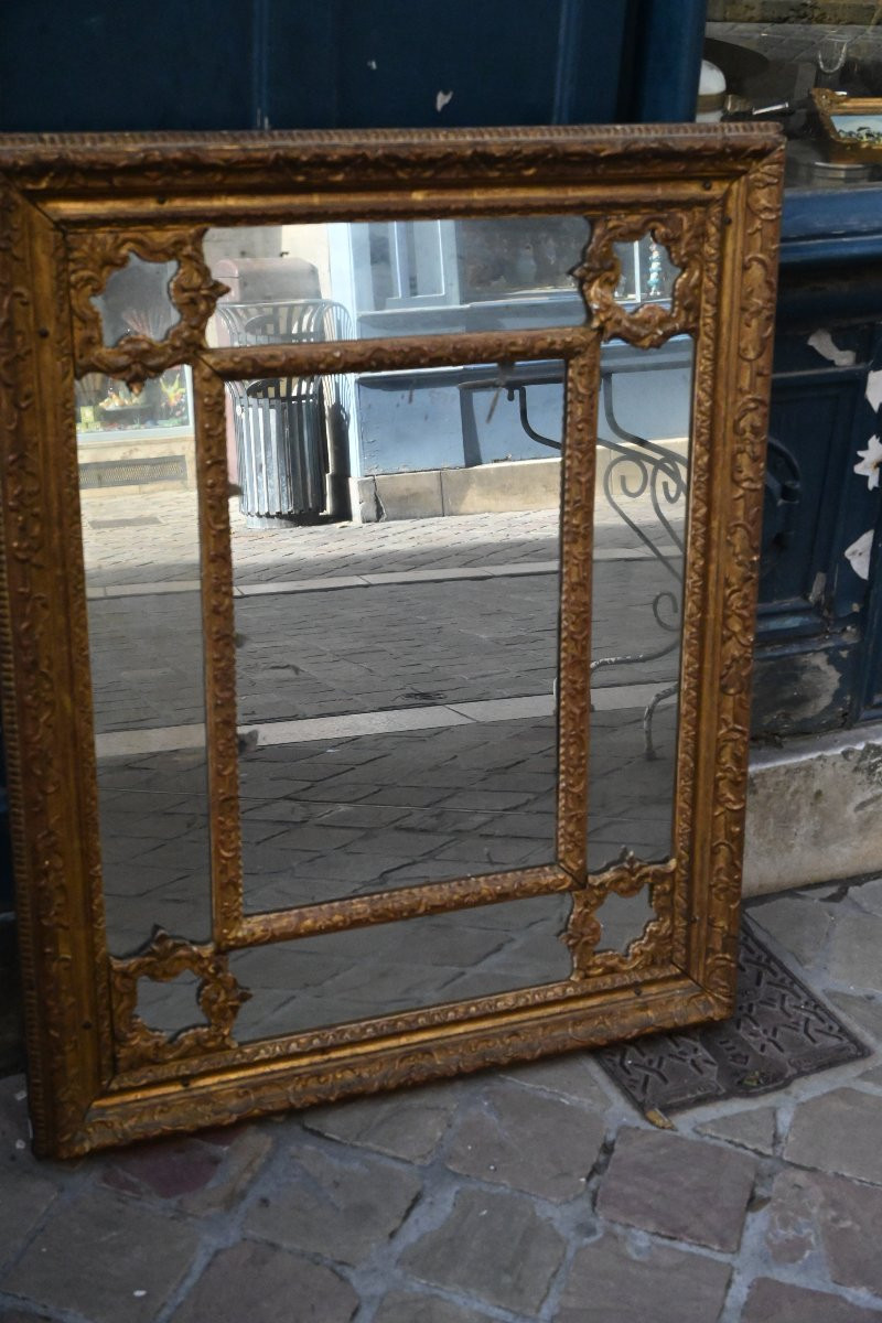 Miroir à parecloses en bois doré d époque Regence XVIII-photo-6