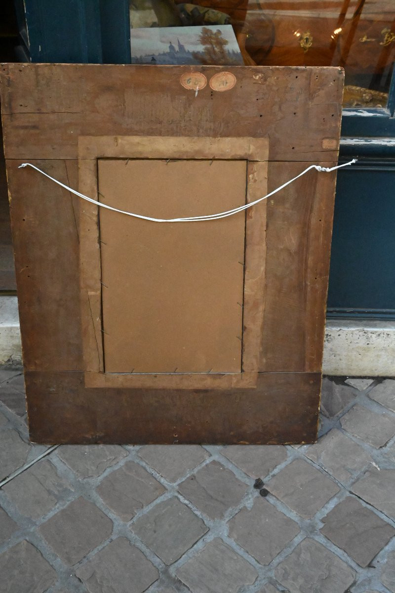 Miroir à parecloses en bois doré d époque Regence XVIII-photo-7