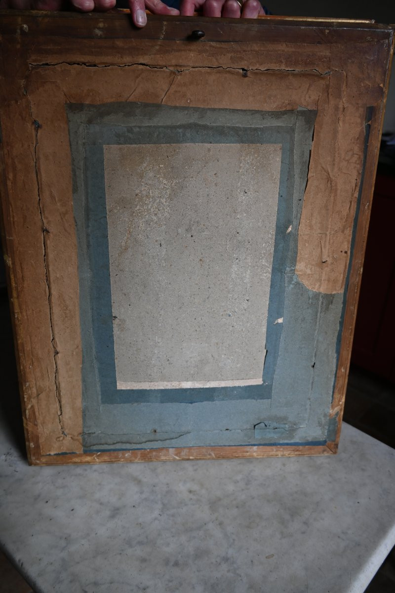 Paire de gravures du XIX  chiens , dans des cadres Empire du XIX-photo-7