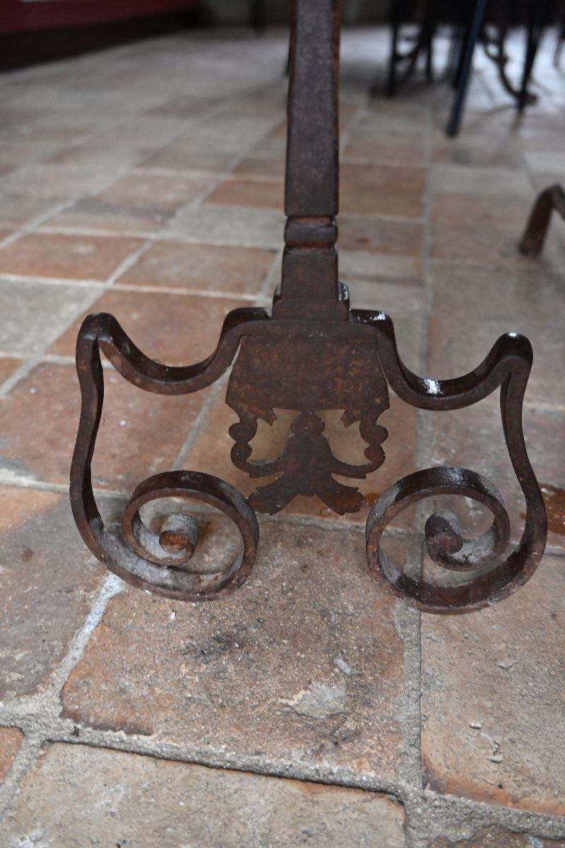 Pair Of Louis XIV Period Cut Iron Andirons-photo-3