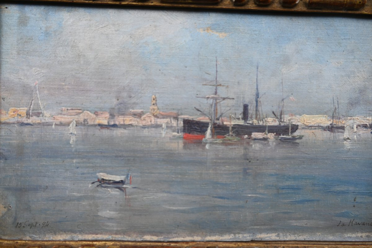 La Havane , rare représentation de la ville , huile sur carton-photo-6