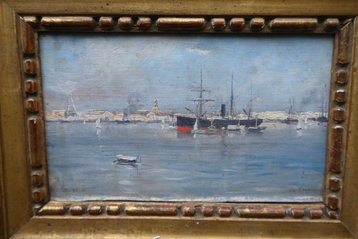 La Havane , rare représentation de la ville , huile sur carton