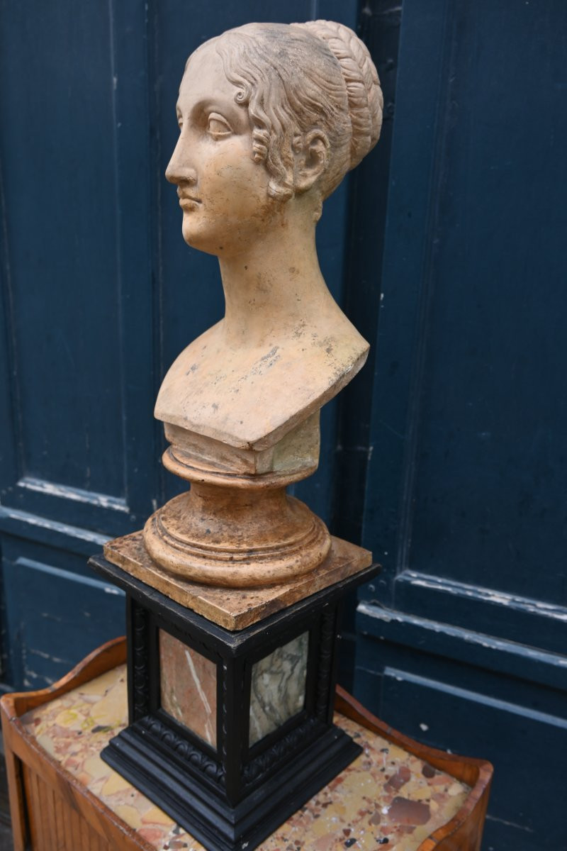 Terracotta Bust Of A Woman In The Antique Style, 19th Century-photo-1