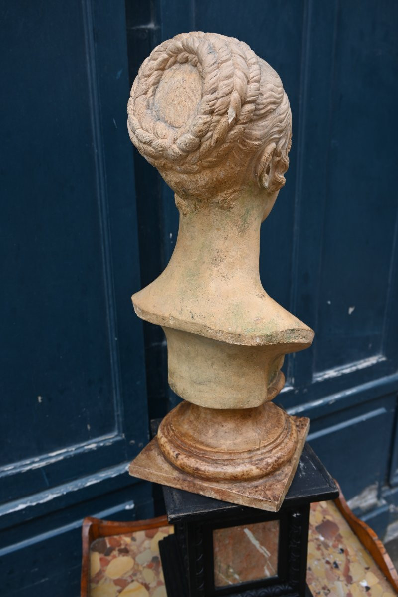 Terracotta Bust Of A Woman In The Antique Style, 19th Century-photo-4