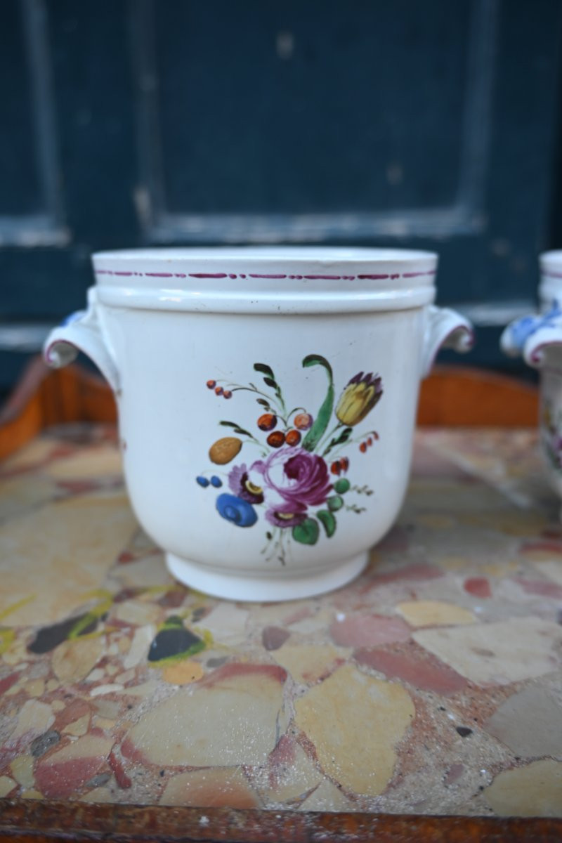 Pair Of Small 19th-century Earthenware Cachepots-photo-2