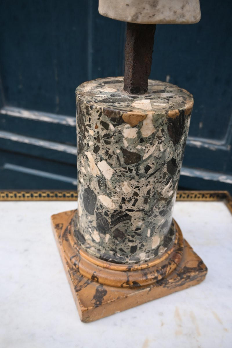 Tête de mercure ailé en marbre dans le gout de l Art Romain du III siècle-photo-2