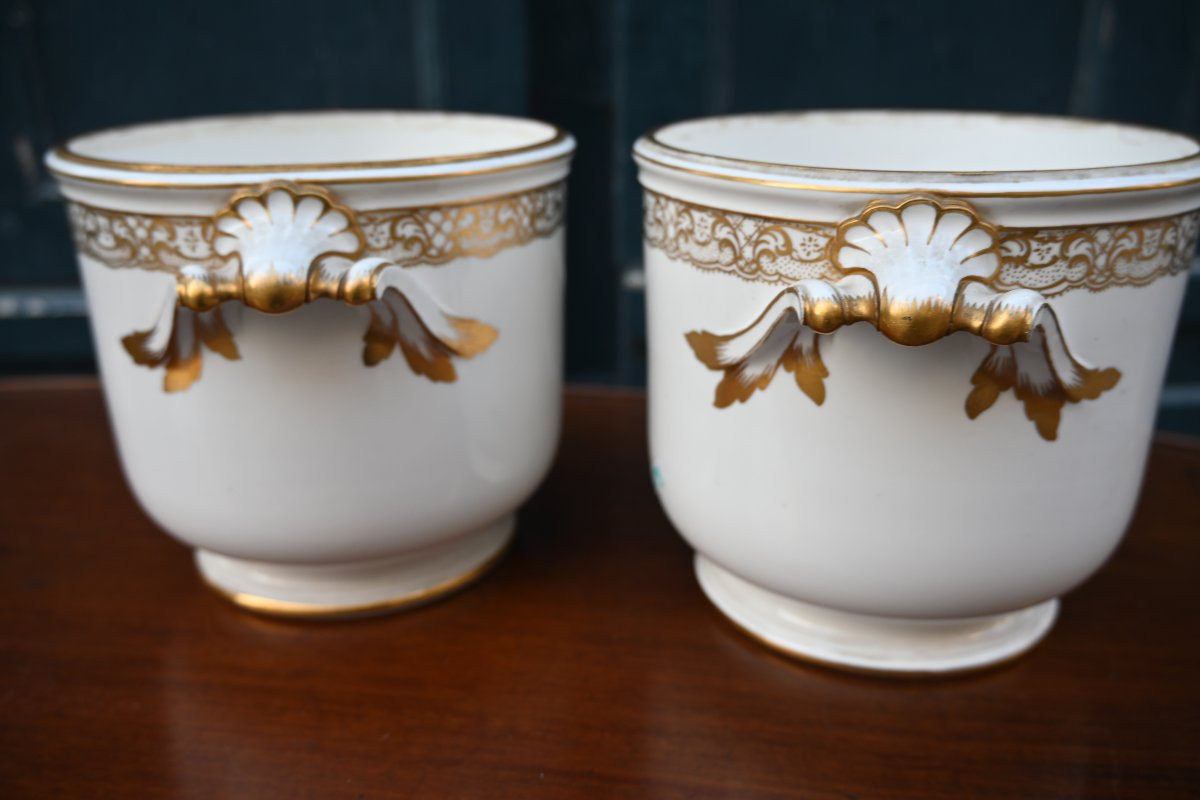 Sèvres , genre de , paire de cache pots en porcelaine-photo-8
