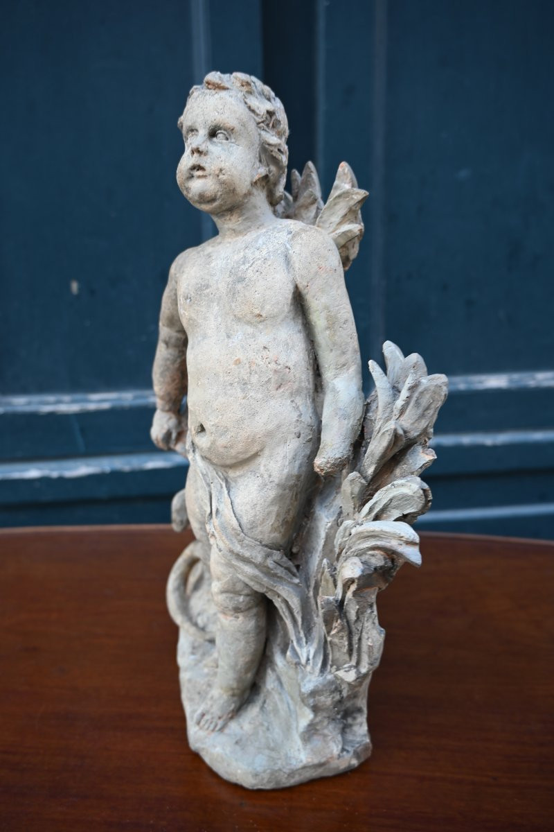 Terre cuite XVIII enfant aux roseaux Allégorie d une source -photo-1