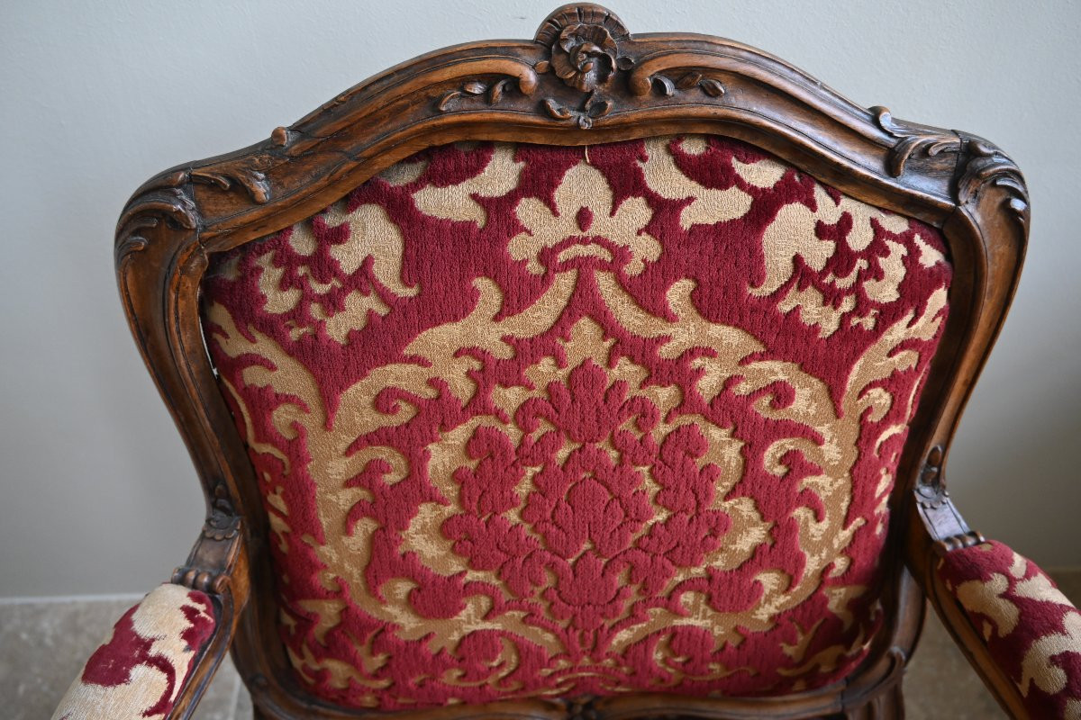 Paire de  beaux fauteuils à chassis estampille de L Cresson  d époque XVIII-photo-2