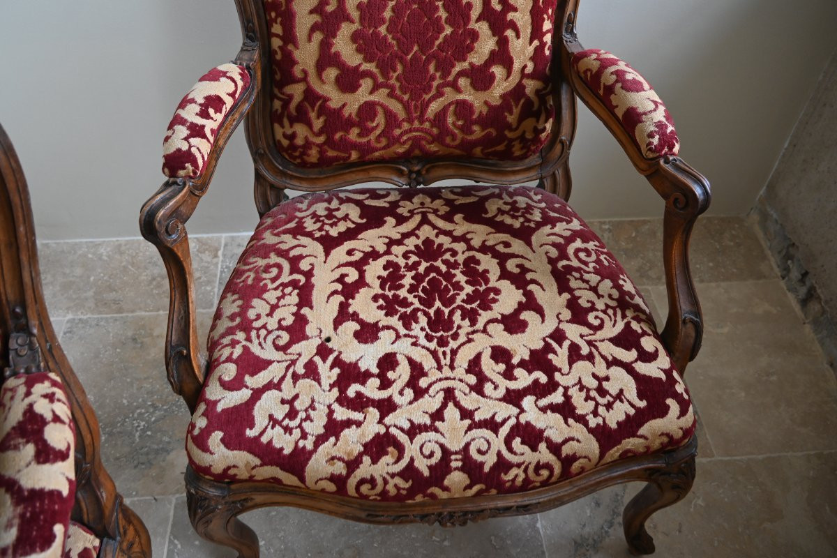 Paire de  beaux fauteuils à chassis estampille de L Cresson  d époque XVIII-photo-3