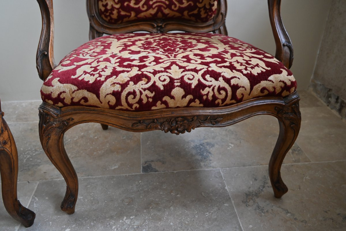 Paire de  beaux fauteuils à chassis estampille de L Cresson  d époque XVIII-photo-4