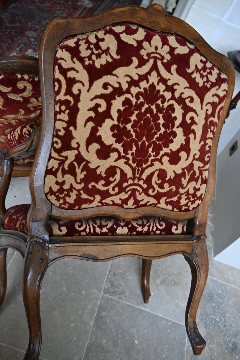 Paire de  beaux fauteuils à chassis estampille de L Cresson  d époque XVIII-photo-4