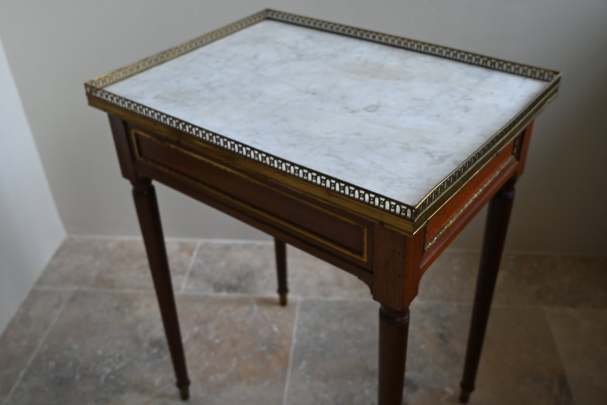 Table volante de salon d époque Louis XVI , estampillée de Stockel -photo-4