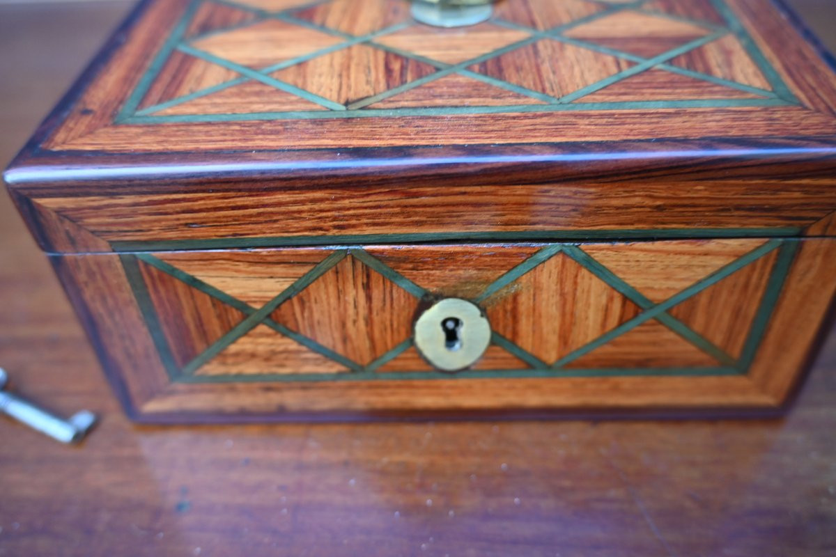 Boite à bijoux en placage , d époque Louis XVI-photo-3