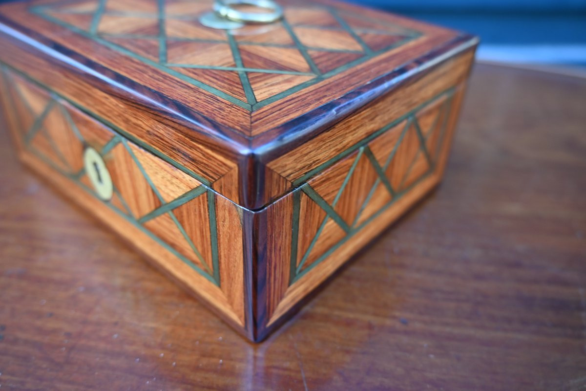 Boite à bijoux en placage , d époque Louis XVI-photo-4