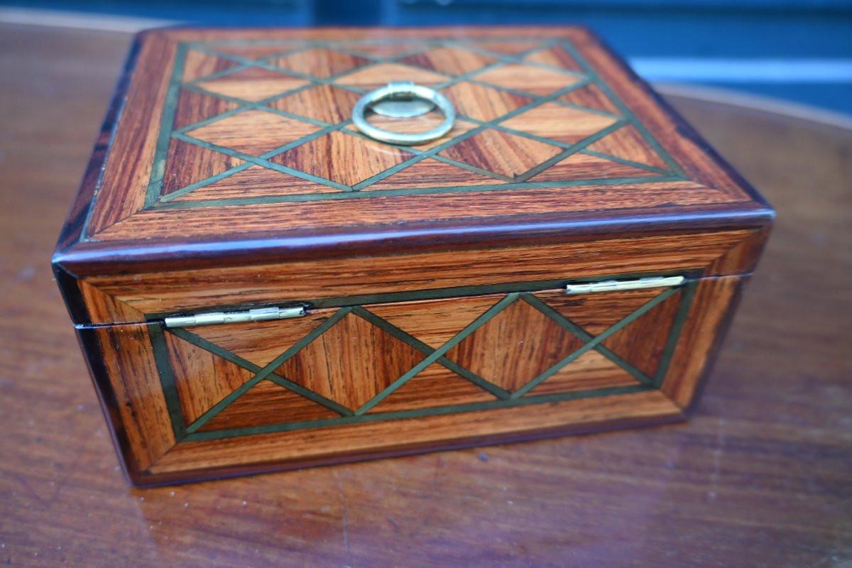 Boite à bijoux en placage , d époque Louis XVI-photo-1