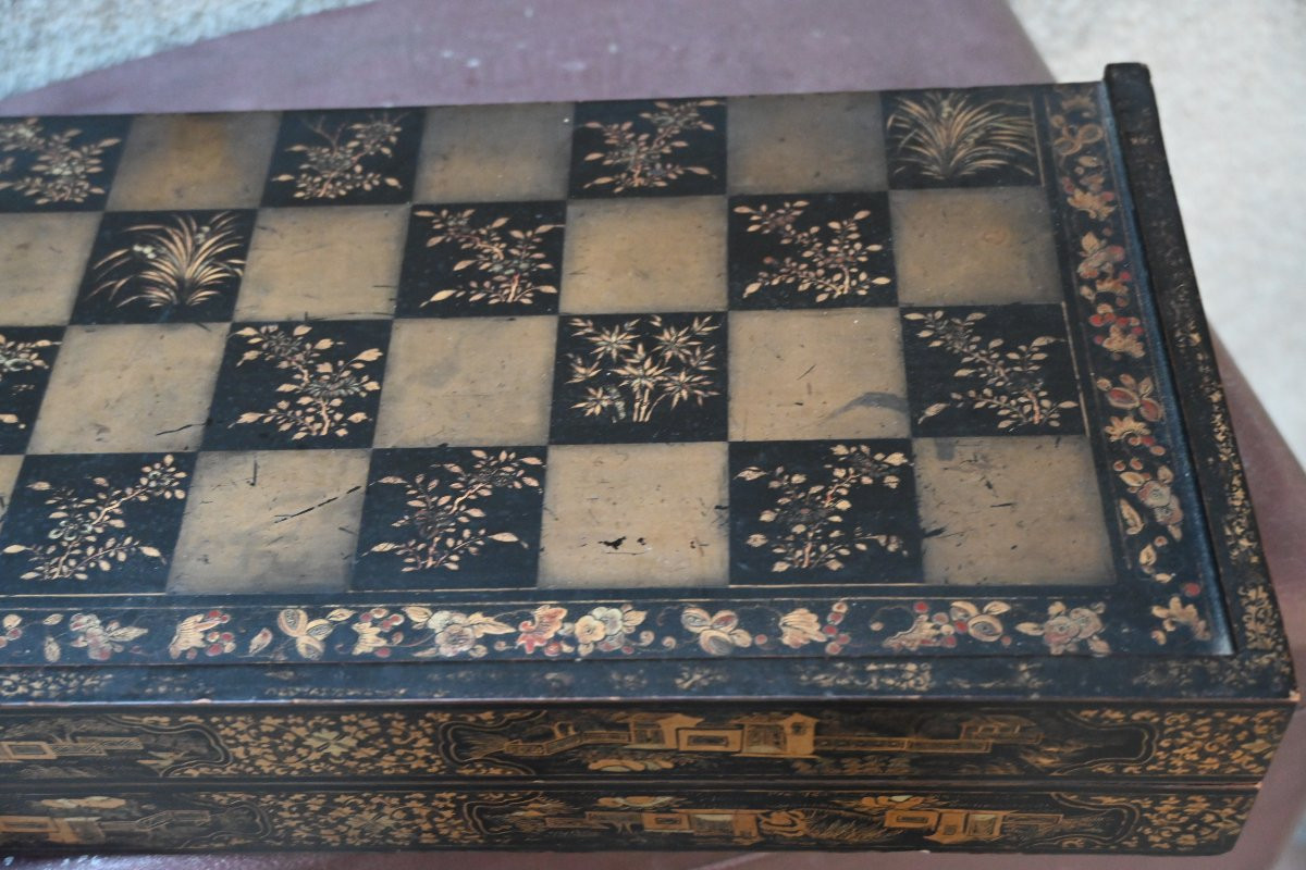 19th-century Lacquered Jacquet Box From China Or Canton-photo-4