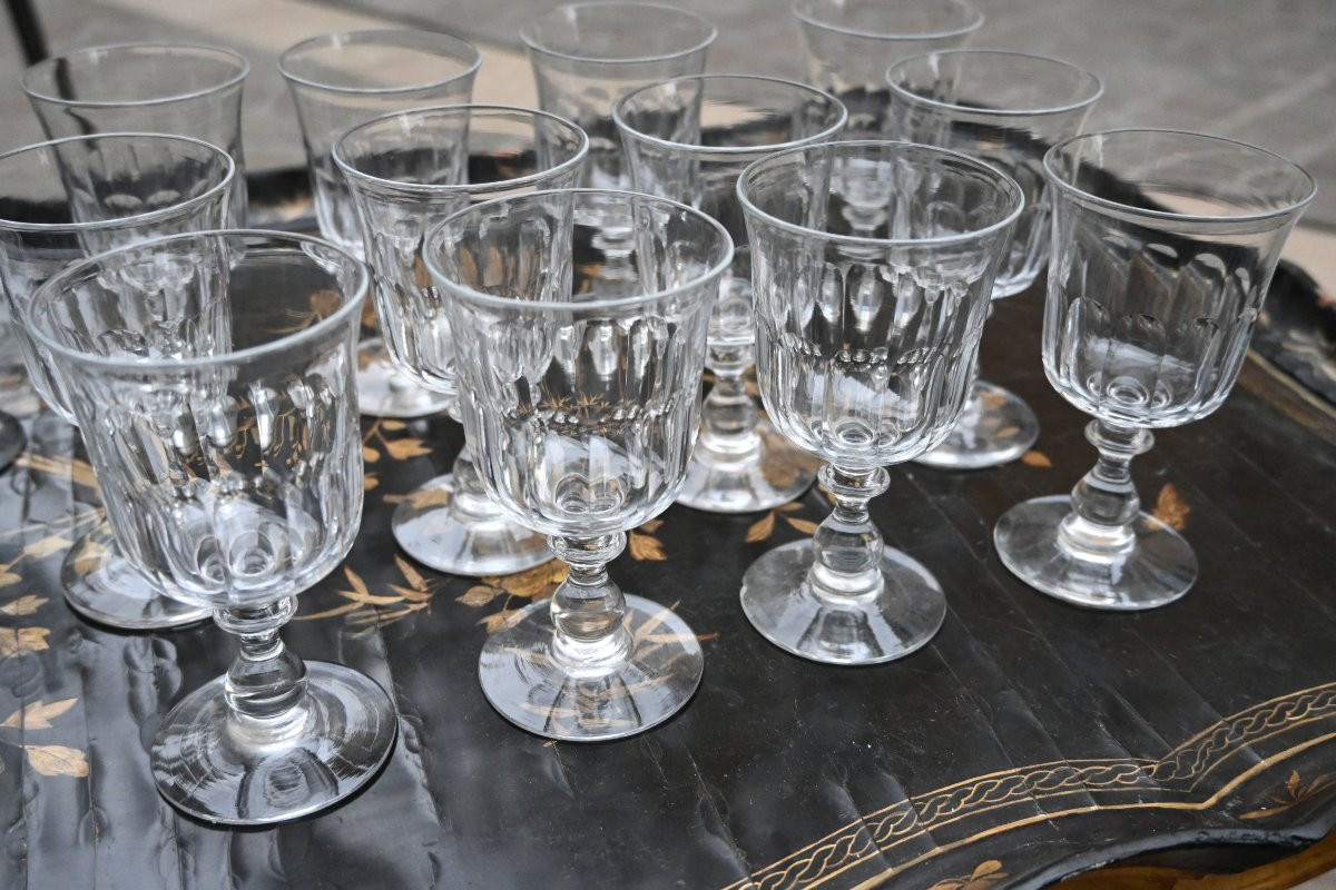 Set Of 18 Glasses With Wide, Flat Sides, 19th Century-photo-4