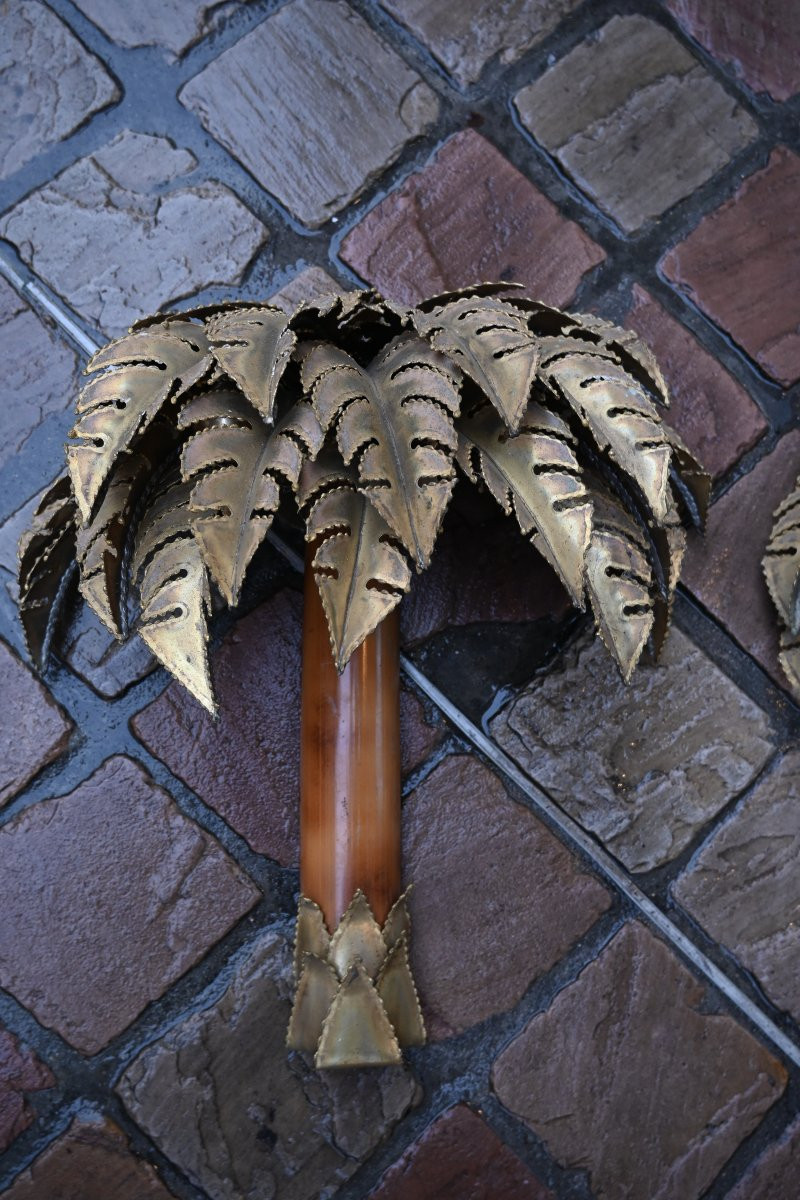 Maison Jansen , paire d appliques Palmier vers 1970-photo-2