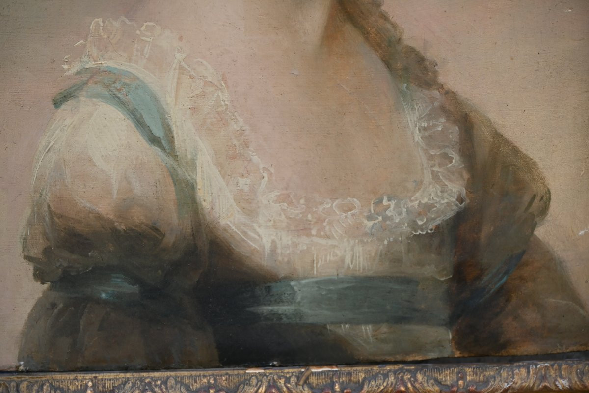 George Romney, Follower, Portrait Of A Young Girl, Late 18th/early 19th Century, English School-photo-5