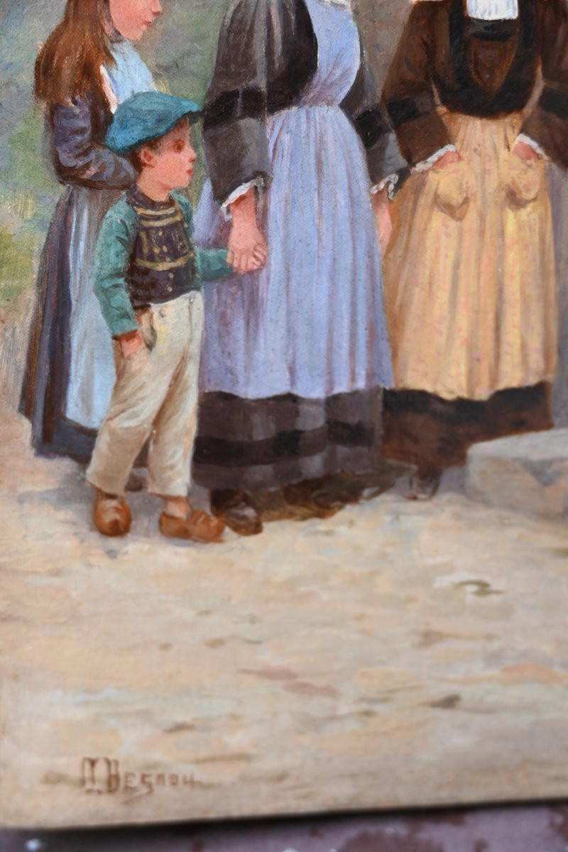 Le Faouet , charmant tableau scène de baptême en Bretagne -photo-4