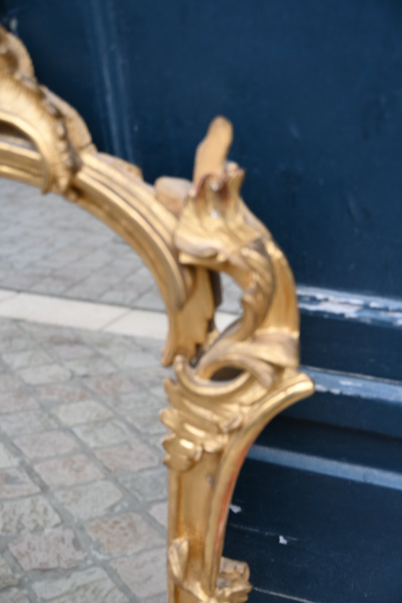Provençal Mirror, Gilded Wood, Rocaille Style, Louis XV Period, 18th Century-photo-3