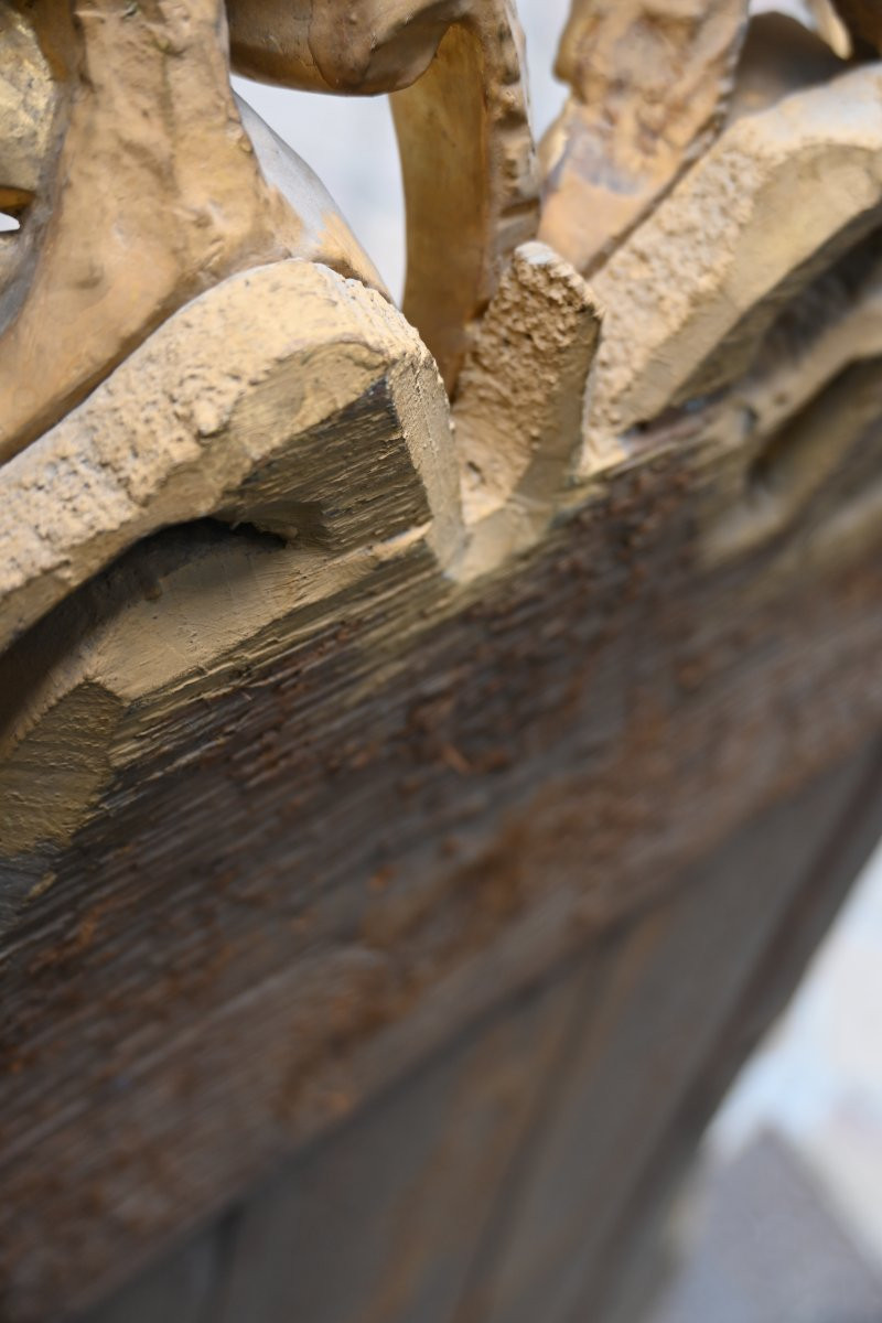 Provençal Mirror, Gilded Wood, Rocaille Style, Louis XV Period, 18th Century-photo-5