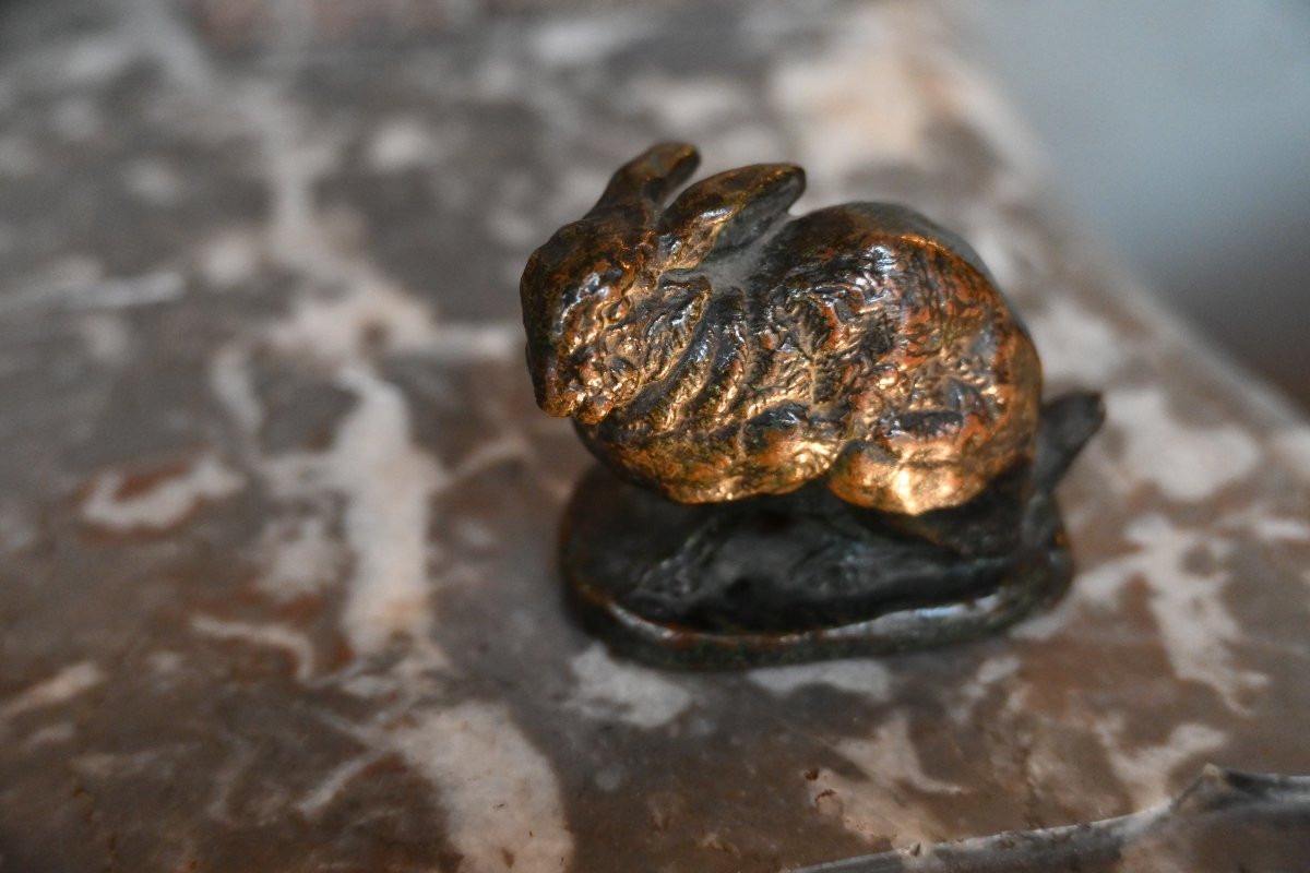 Barye, Small Bronze, The Frightened Hare, Barbedienne -photo-3